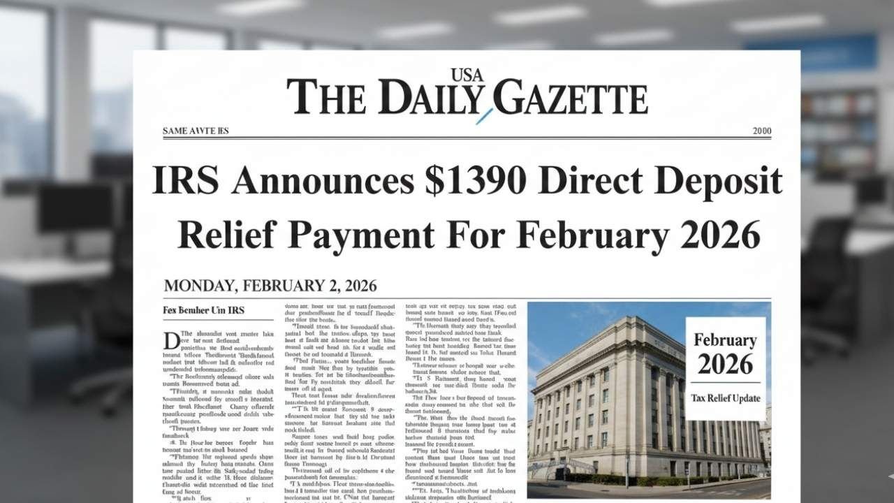 IRS Announces $1,390 Direct Deposit Relief Payment for February 2026